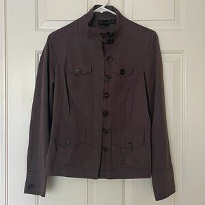 Grey lightweight jacket with front pockets and zip, hook buttons Size 2